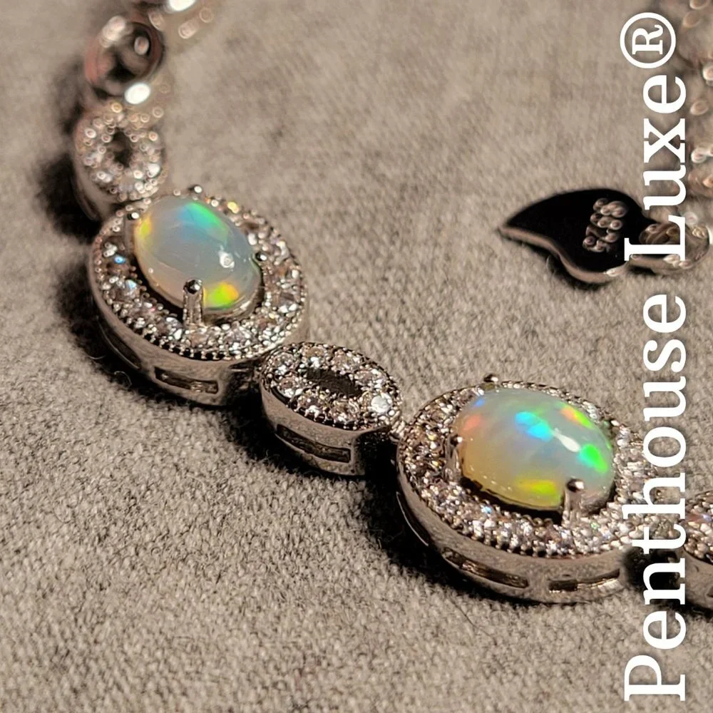 REAL Natural Opal Oval 925 Sterling Silver Bracelet - Picture 4 of 7